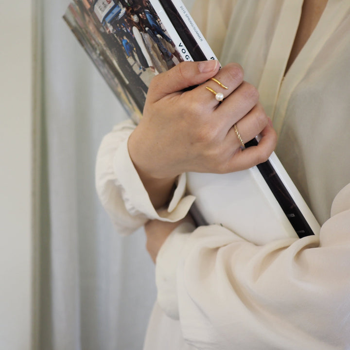 CURVE PEARL - YELLOW GOLD 戒指|masae 日本製 NO.060021 | 預購