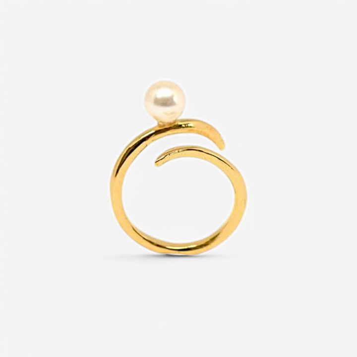 CURVE PEARL - YELLOW GOLD 戒指|masae 日本製 NO.060021 | 預購
