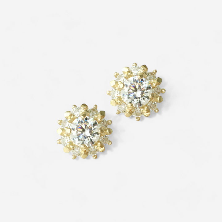 閃耀繡球花鋯石耳環-金