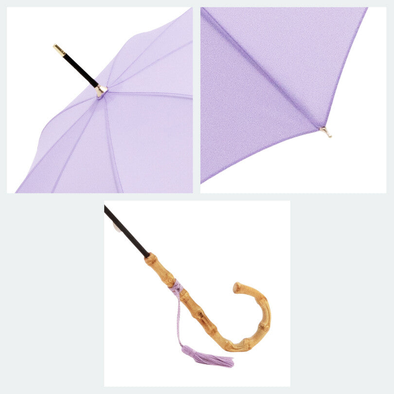 because｜竹製手柄晴雨兼用直傘 - 紫