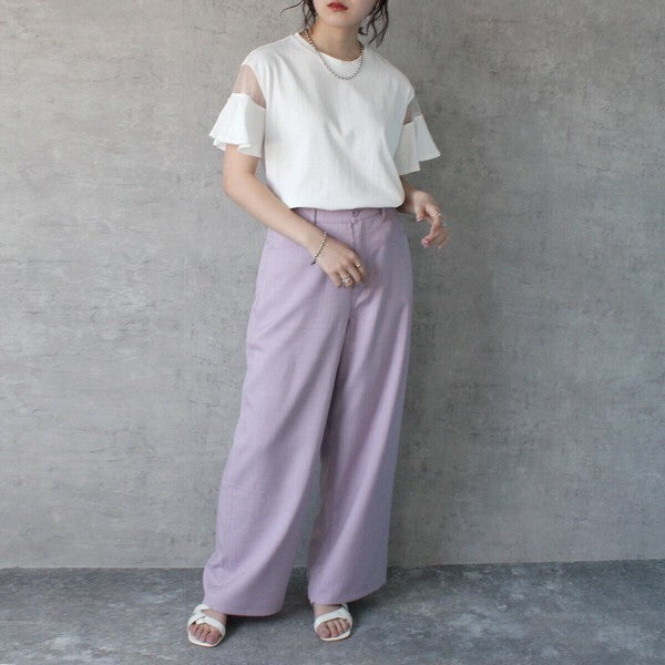 透膚設計喇叭袖短袖上衣 - 白｜classy chic