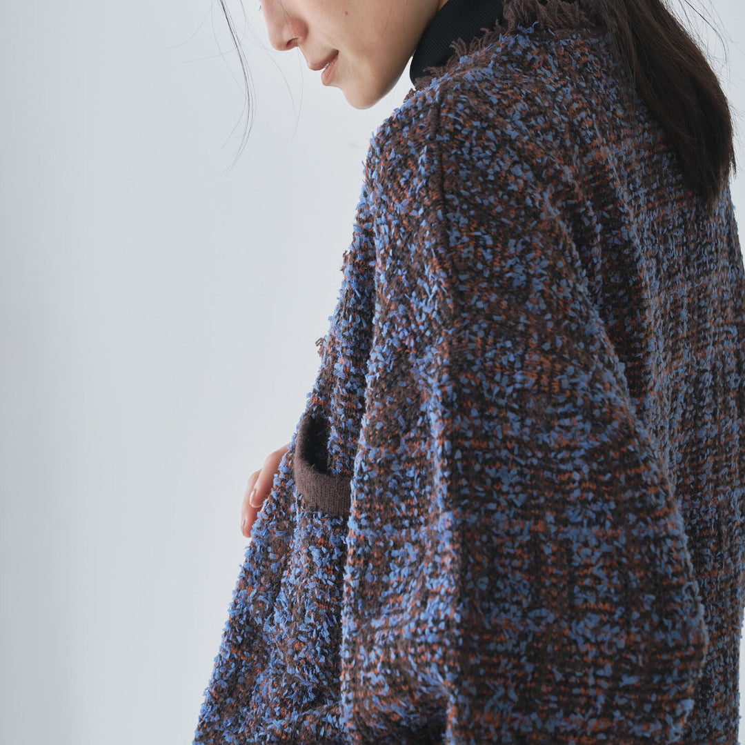 流蘇設計格紋開襟衫 - 深棕｜Audrey and John Wad