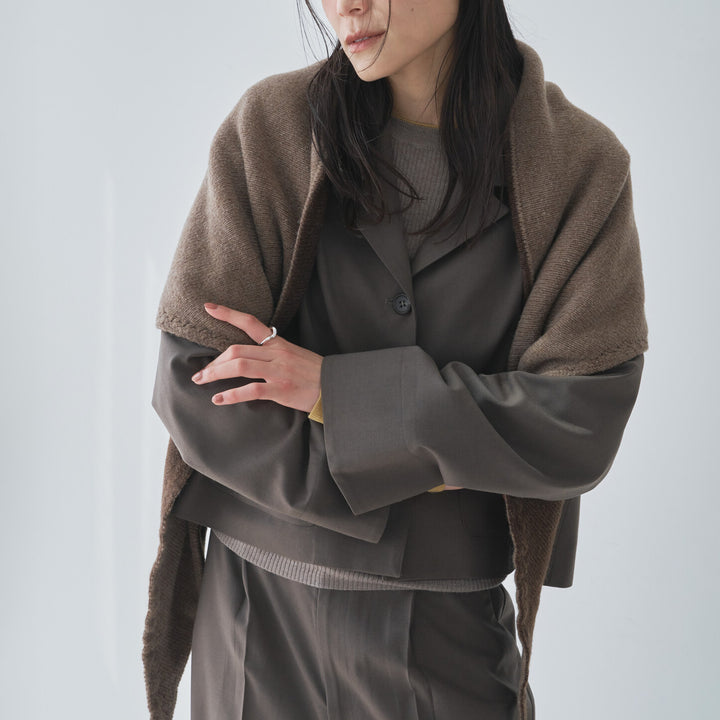喀什米爾羊毛無縫三角披肩 - 棕｜Audrey and John Wad 日本製