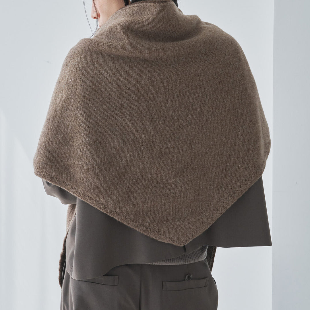 喀什米爾羊毛無縫三角披肩 - 棕｜Audrey and John Wad 日本製