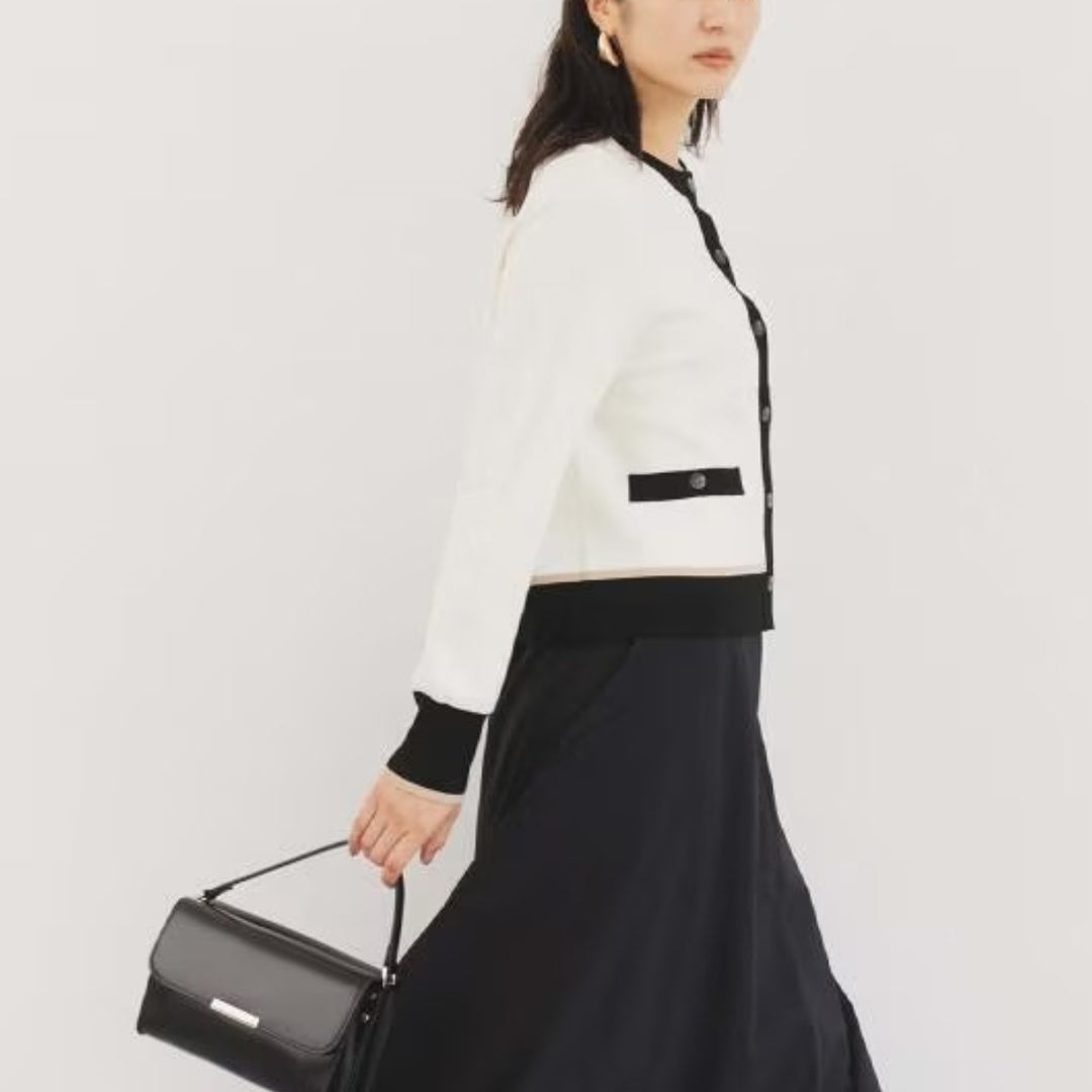 羊毛米蘭羅紋開襟衫 - 米白｜UNTITLED