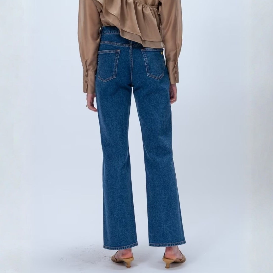 簡約彈性單寧喇叭褲 - 淺藍｜cloenc