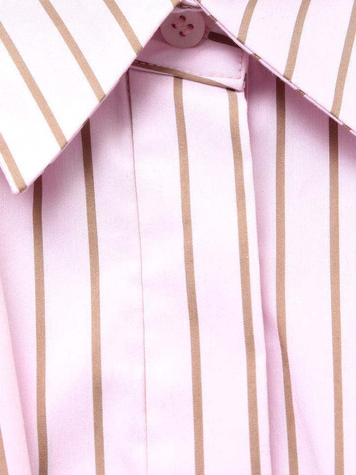 條紋層次剪裁襯衫 - 粉｜ELENDEEK
