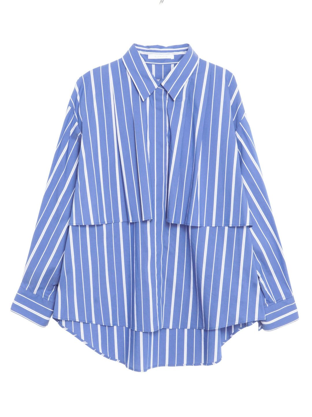 條紋層次剪裁襯衫 - 藍｜ELENDEEK