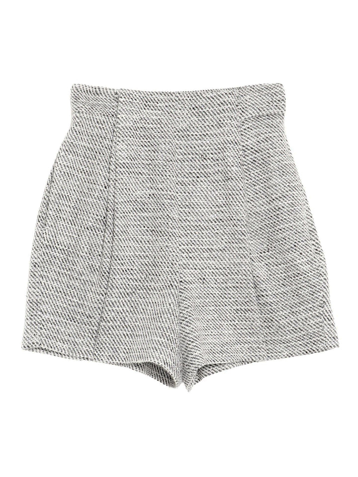 粗花呢打褶短褲 - 灰｜ELENDEEK