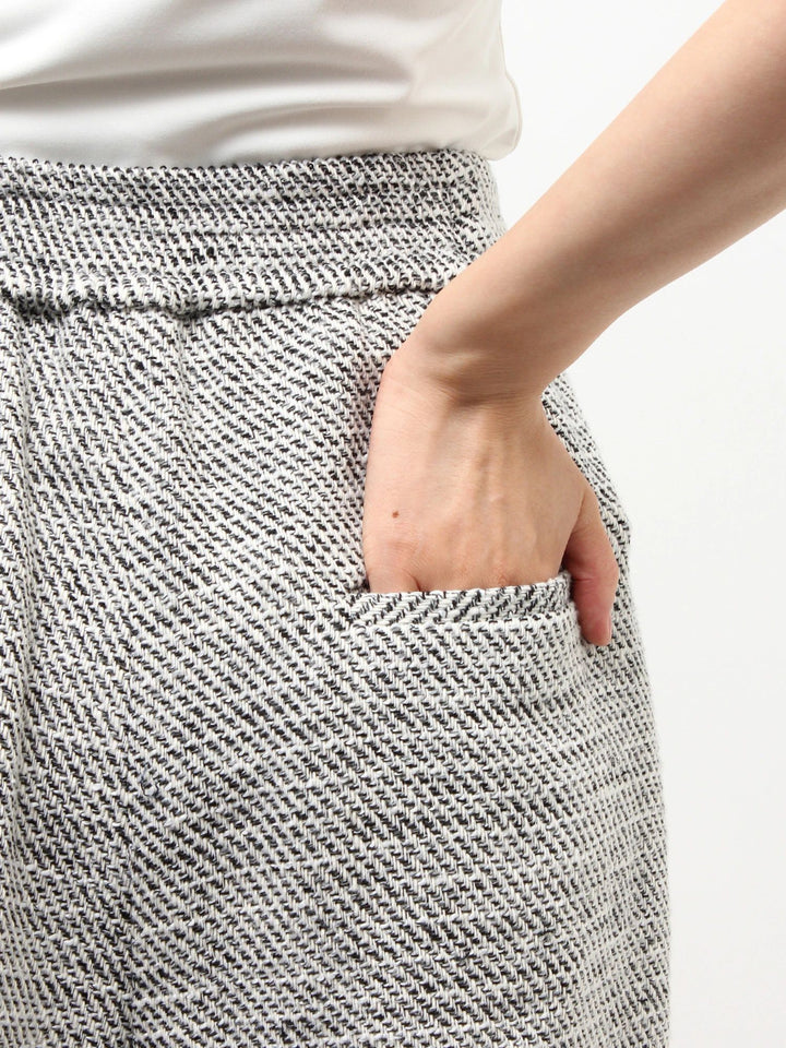 粗花呢打褶短褲 - 灰｜ELENDEEK
