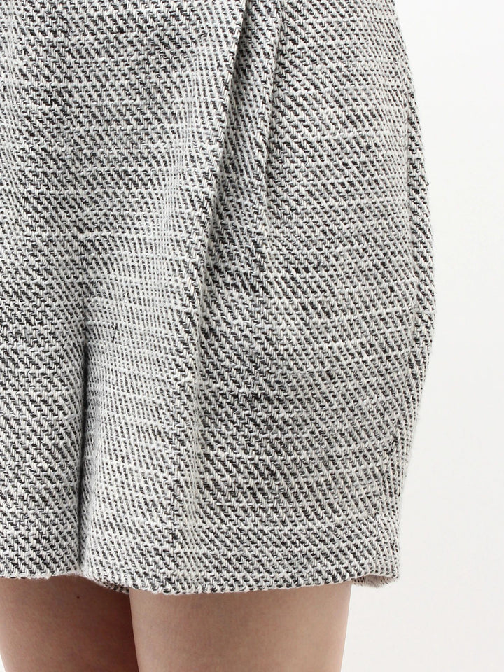 粗花呢打褶短褲 - 灰｜ELENDEEK
