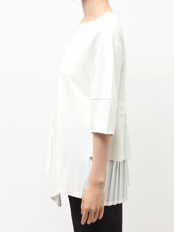 荷葉拼接喇叭剪裁上衣 - 白｜ELENDEEK