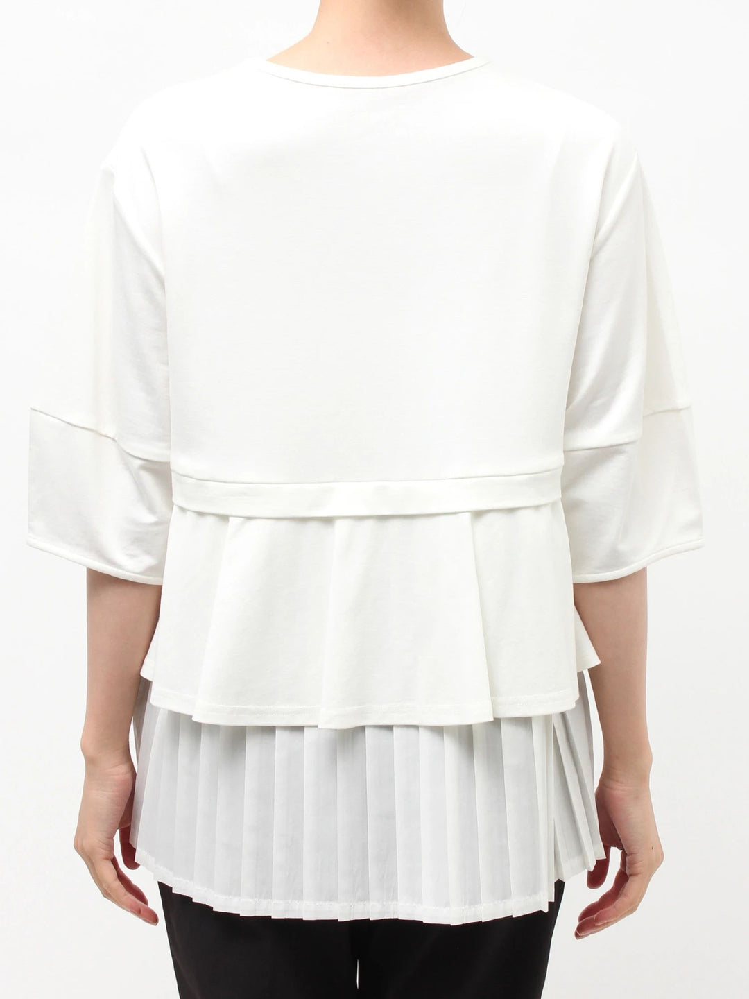 荷葉拼接喇叭剪裁上衣 - 白｜ELENDEEK