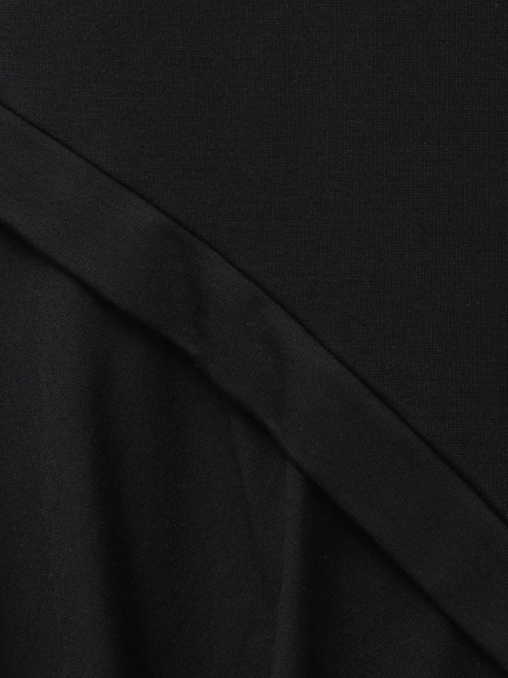 荷葉拼接喇叭剪裁上衣 - 黑｜ELENDEEK