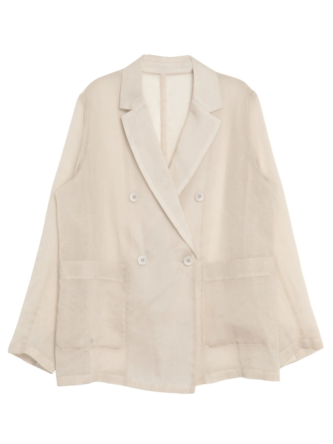 透膚感雙排釦西裝外套 - 杏｜ELENDEEK