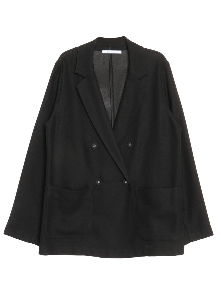透膚感雙排釦西裝外套 - 黑｜ELENDEEK