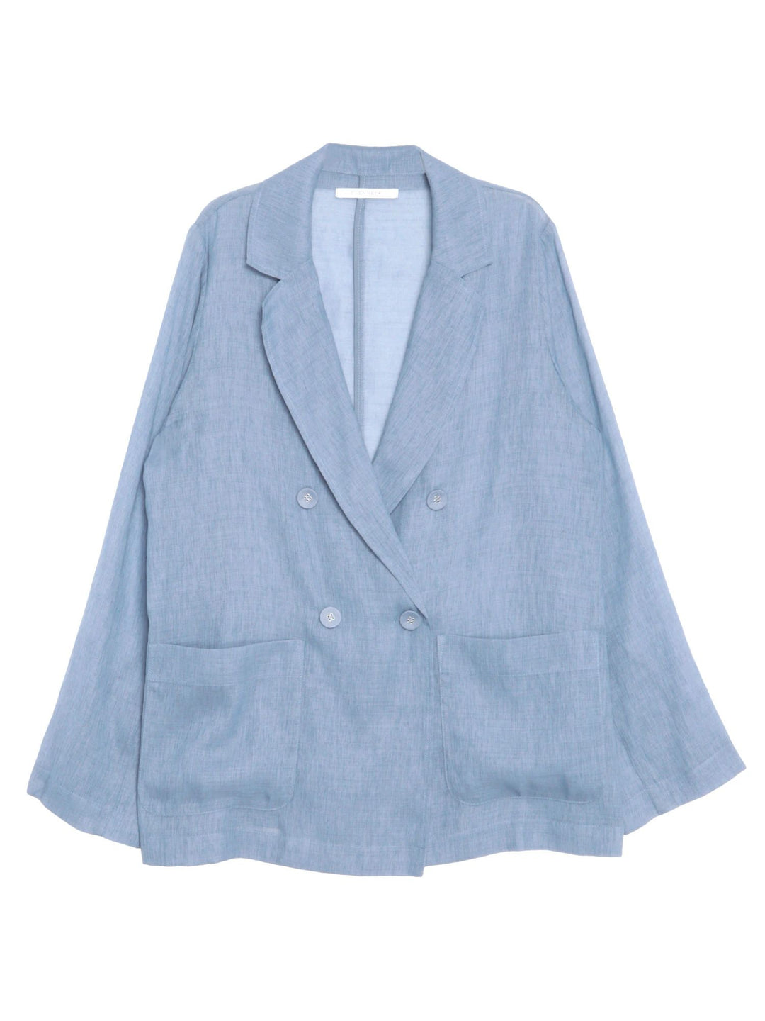 透膚感雙排釦西裝外套 - 藍｜ELENDEEK