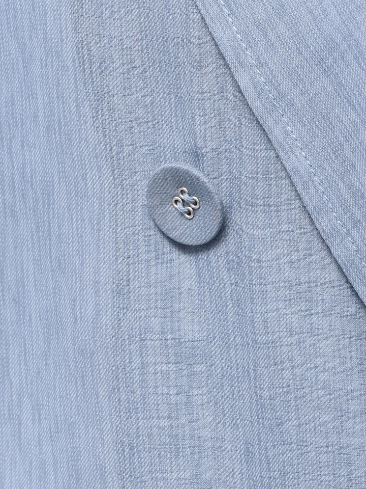 透膚感雙排釦西裝外套 - 藍｜ELENDEEK