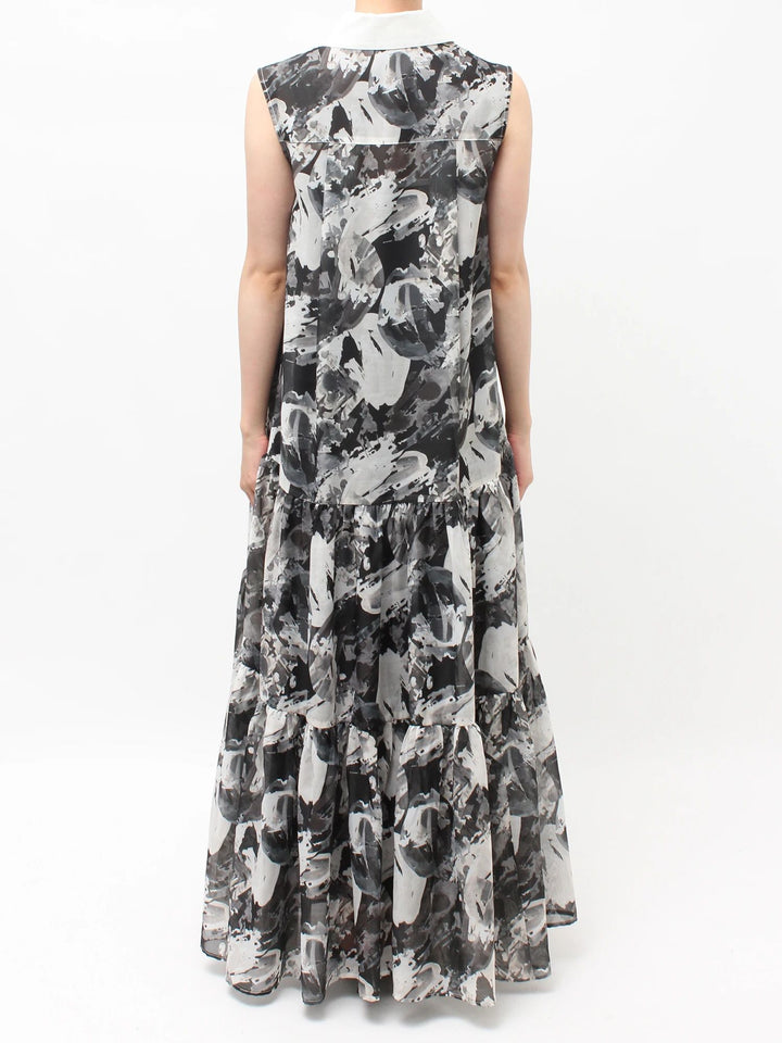 暈影花卉層次洋裝 - 黑｜ELENDEEK