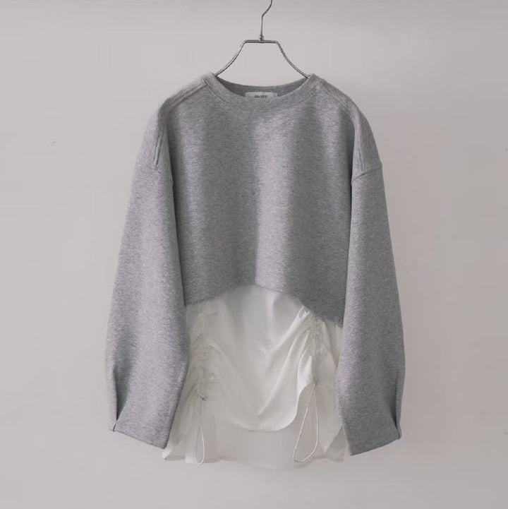 兩件式抽繩層次感空氣棉上衣 - 淺灰｜GALLEST