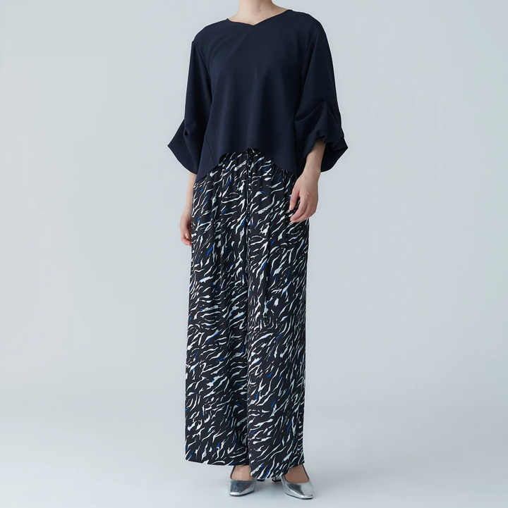 澎袖設計襯衫 - 深藍｜BRAHMIN