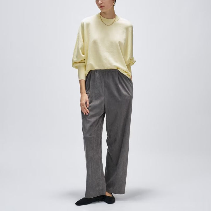 麂皮感輕盈長褲 - 炭灰｜cloenc