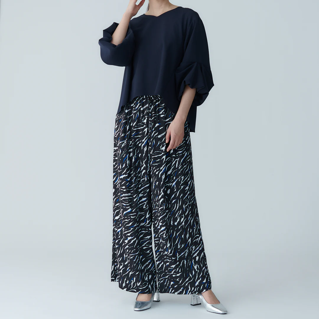 澎袖設計襯衫 - 深藍｜BRAHMIN