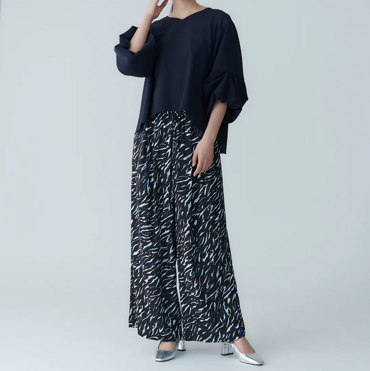 澎袖設計襯衫 - 深藍｜BRAHMIN