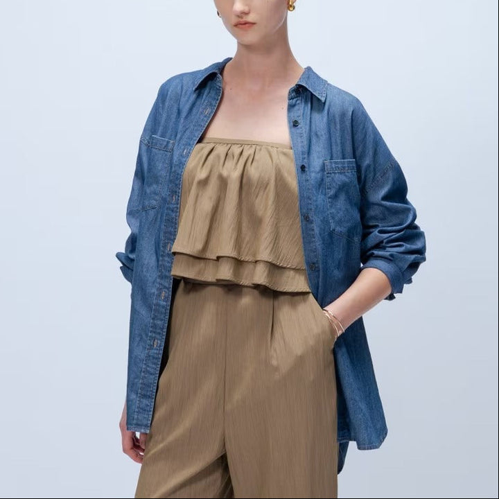 輕量丹寧襯衫 - 藍｜cloenc