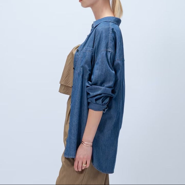 輕量丹寧襯衫 - 藍｜cloenc