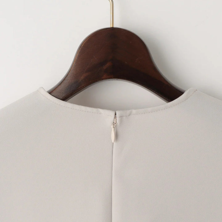 古典荷葉邊襯衫 - 灰米｜BRAHMIN 日本製