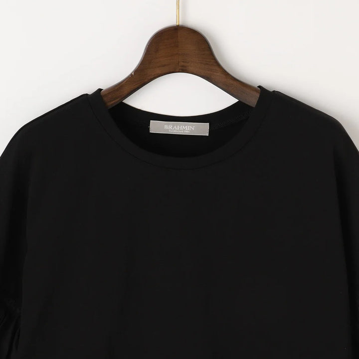 不規則下擺抽摺設計上衣 - 黑｜BRAHMIN