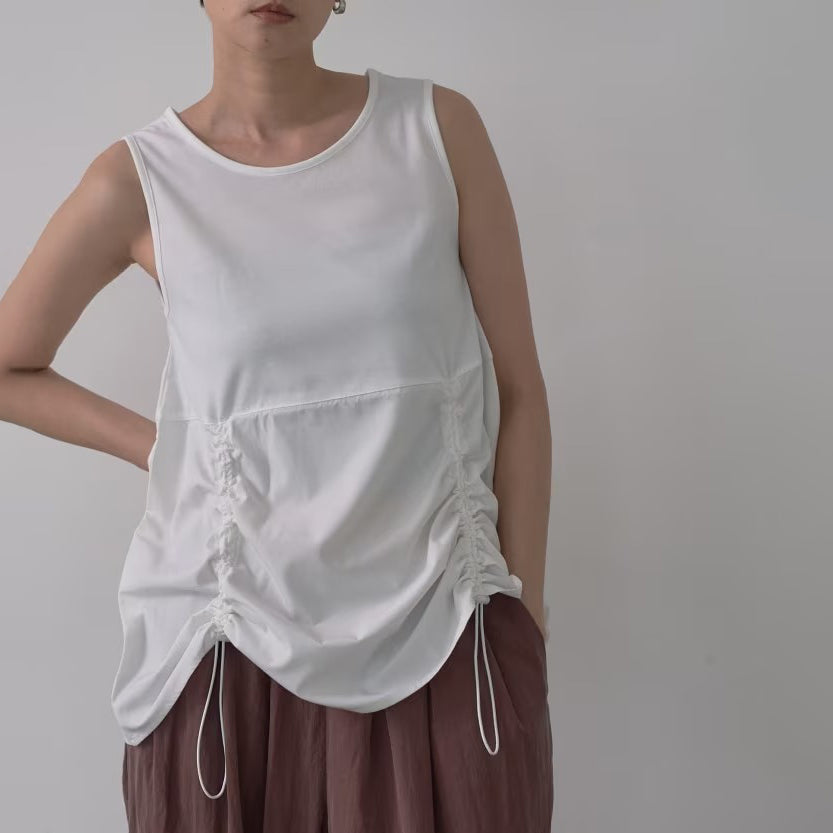 兩件式抽繩層次感空氣棉上衣 - 淺灰｜GALLEST