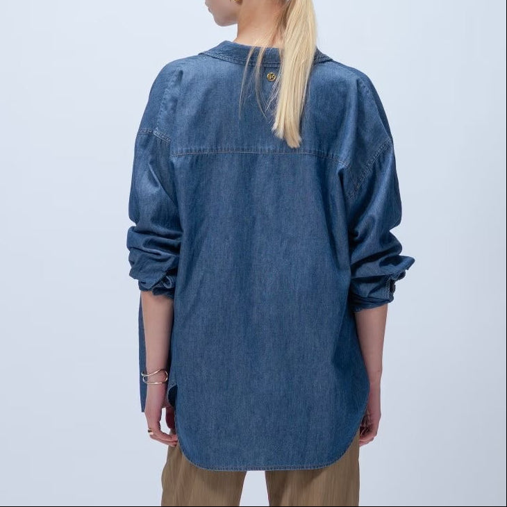 輕量丹寧襯衫 - 藍｜cloenc