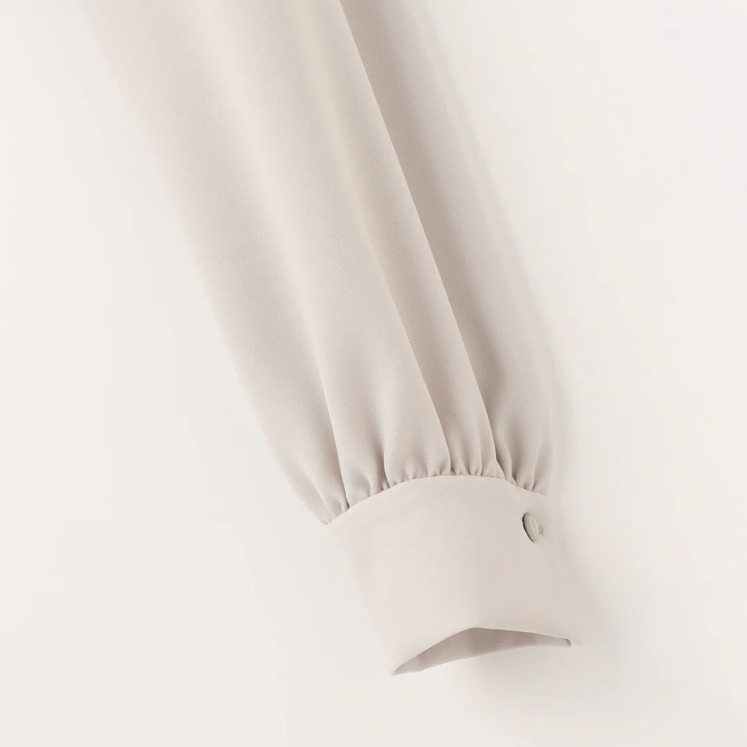 古典荷葉邊襯衫 - 灰米｜BRAHMIN 日本製