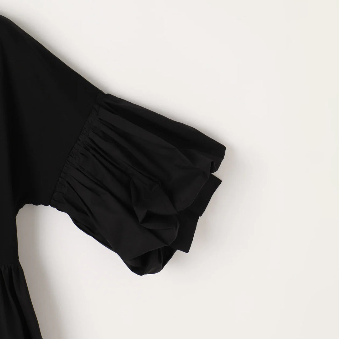 不規則下擺抽摺設計上衣 - 黑｜BRAHMIN