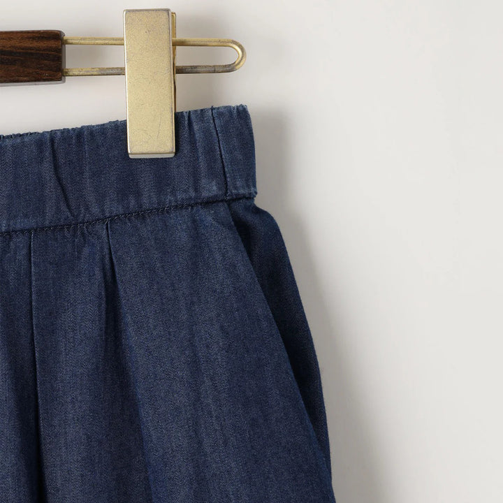 天絲丹寧打褶鬆緊長褲 - 靛藍｜BRAHMIN