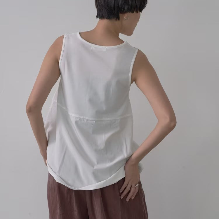 兩件式抽繩層次感空氣棉上衣 - 淺灰｜GALLEST