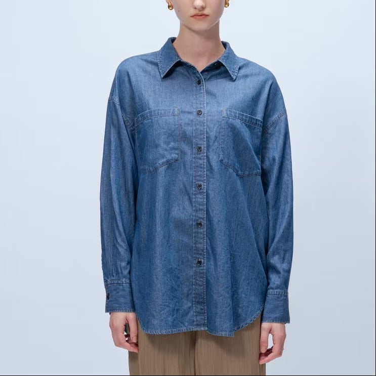 輕量丹寧襯衫 - 藍｜cloenc