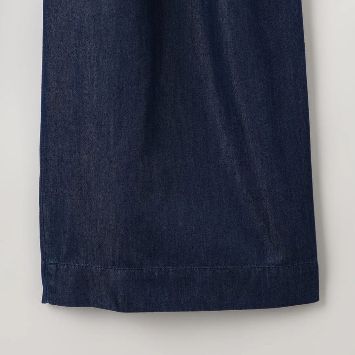 天絲丹寧打褶鬆緊長褲 - 靛藍｜BRAHMIN