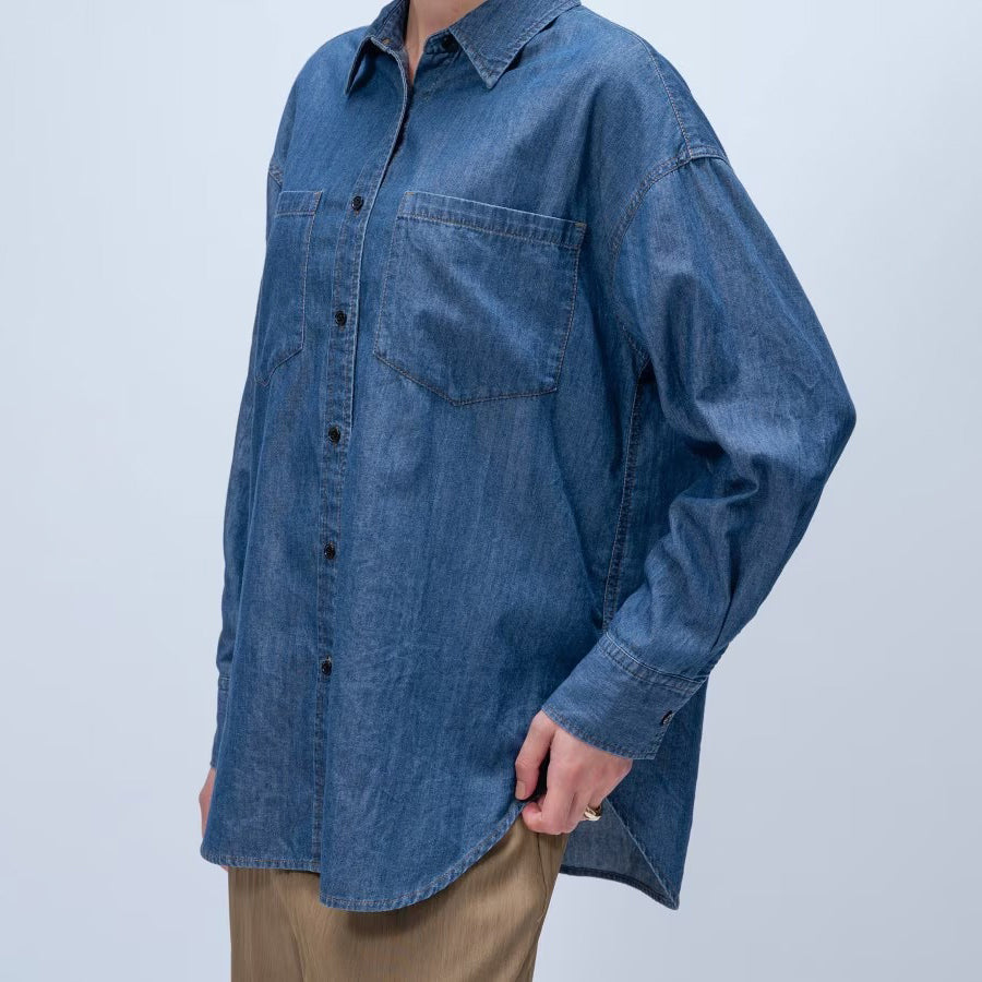輕量丹寧襯衫 - 藍｜cloenc