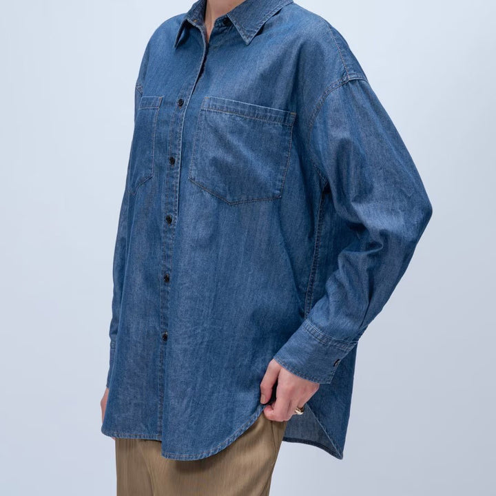 輕量丹寧襯衫 - 藍｜cloenc