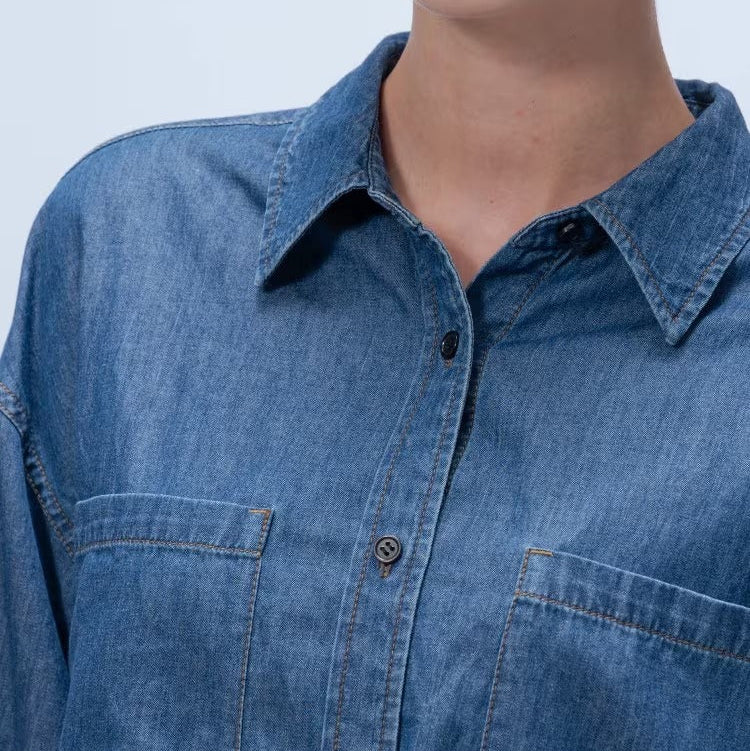 輕量丹寧襯衫 - 藍｜cloenc