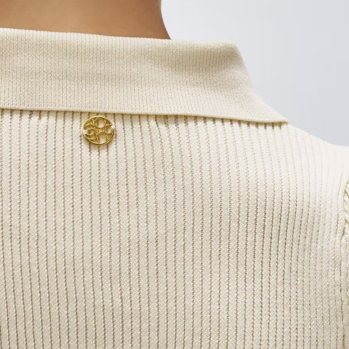 荷葉擺立體袖針織上衣 - 米白｜cloenc