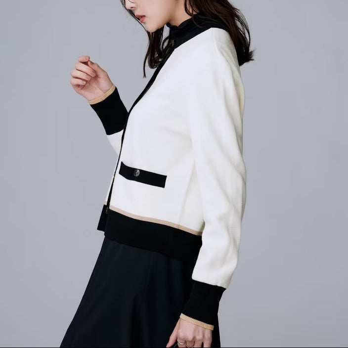 羊毛米蘭羅紋開襟衫 - 米白｜UNTITLED