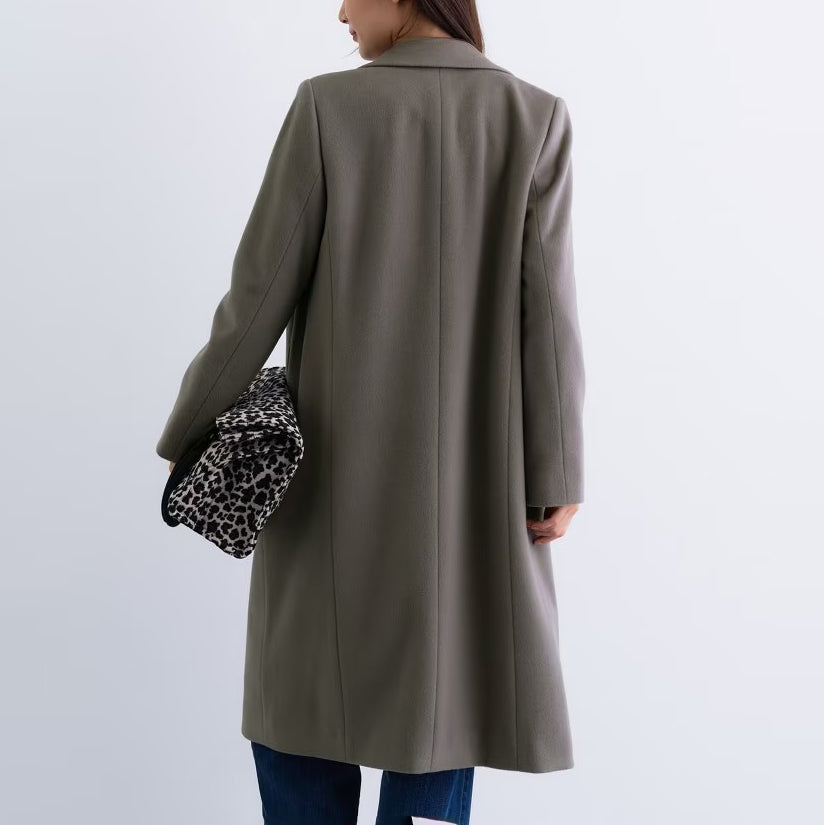 100%羊毛切斯特大衣 - 灰棕｜INDIVI 日本製