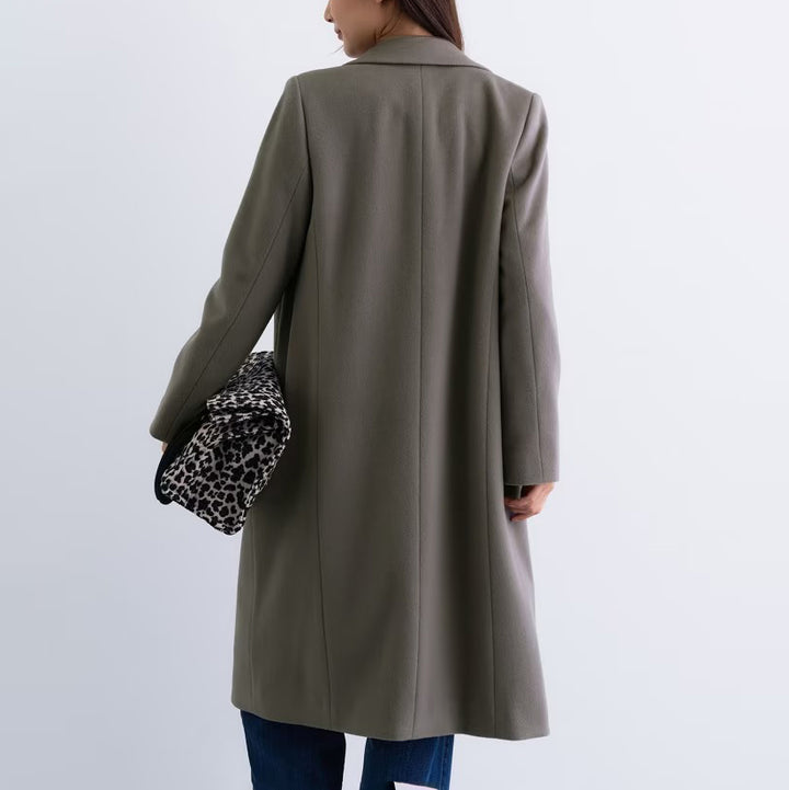 100%羊毛切斯特大衣 - 灰棕｜INDIVI 日本製