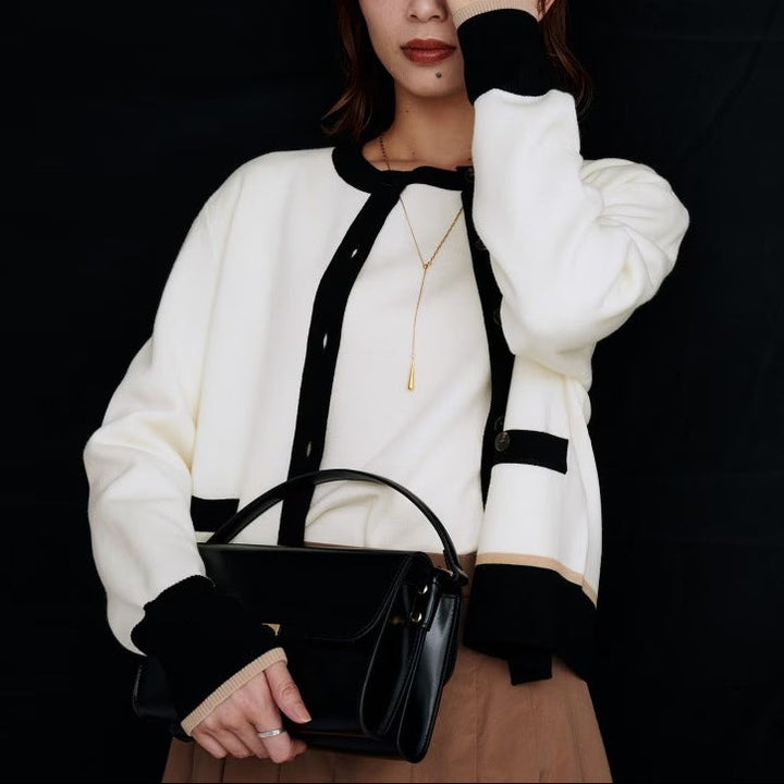 羊毛米蘭羅紋開襟衫 - 米白｜UNTITLED