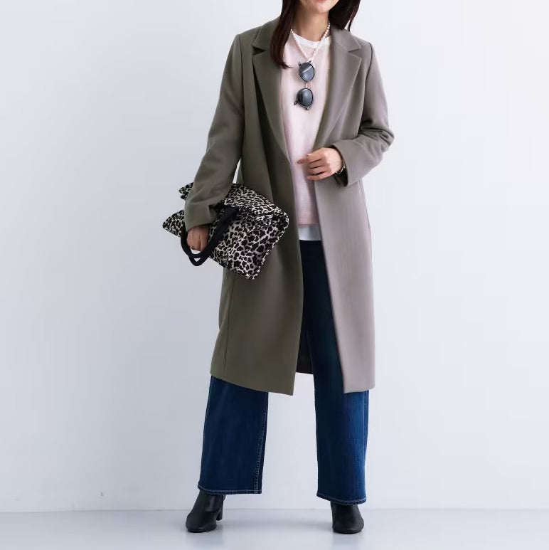 100%羊毛切斯特大衣 - 灰棕｜INDIVI 日本製