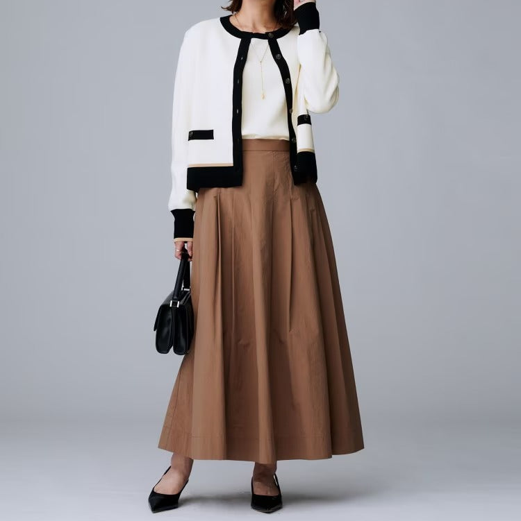 羊毛米蘭羅紋開襟衫 - 米白｜UNTITLED